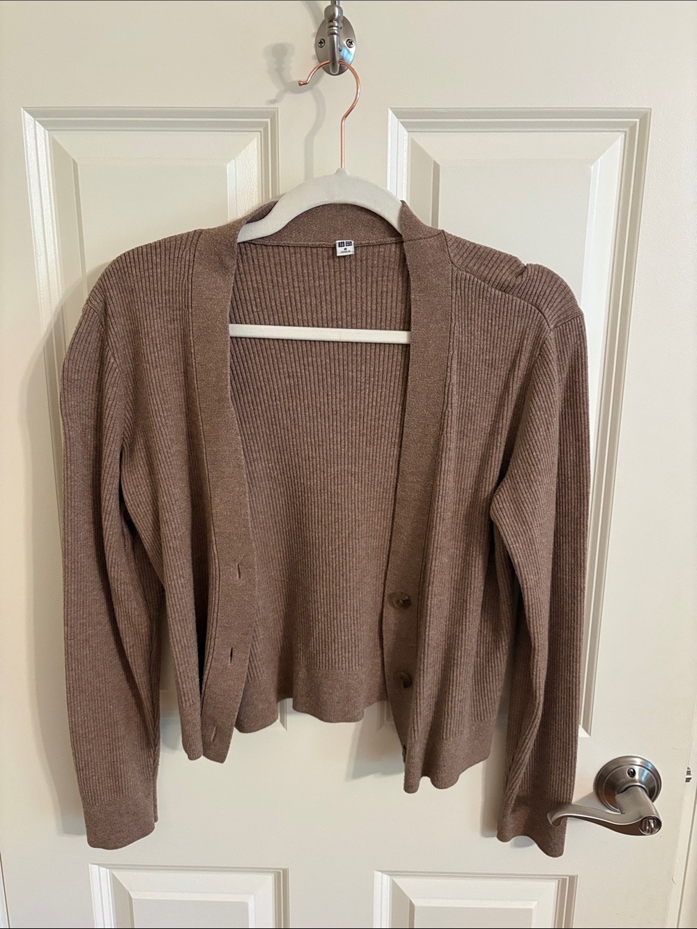 Uniqlo Women's Open Ribbed Cardigan - Taupe Brown